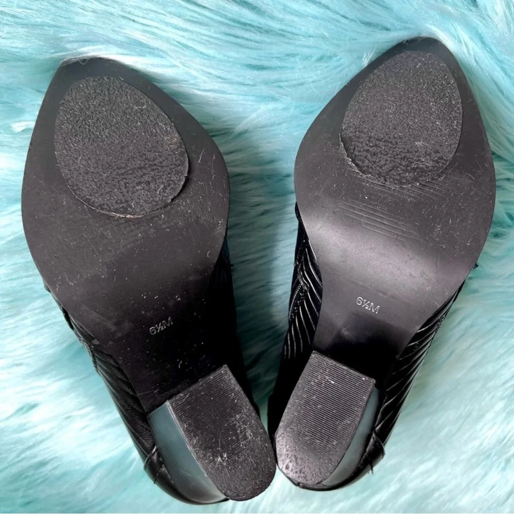 G by Guess Black Moto Ankle Booties Block Heel Side Zip Women’s Size 6.5